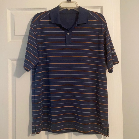 Men’s Callaway Navy Blue Striped Polo - Picture 1 of 3